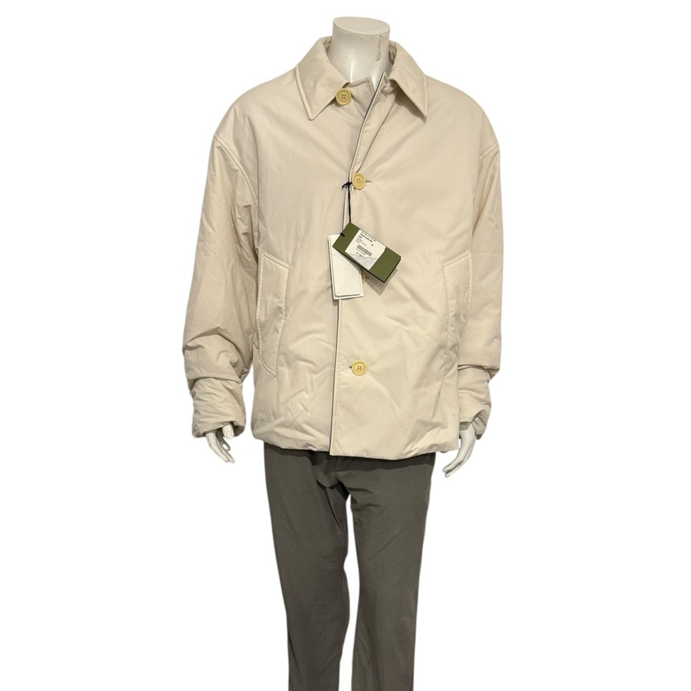 Gucci Mens Light Matte Button Jacket With Back GG Emblem